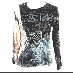 Chico’s Patchwork Printed Top Medium 8